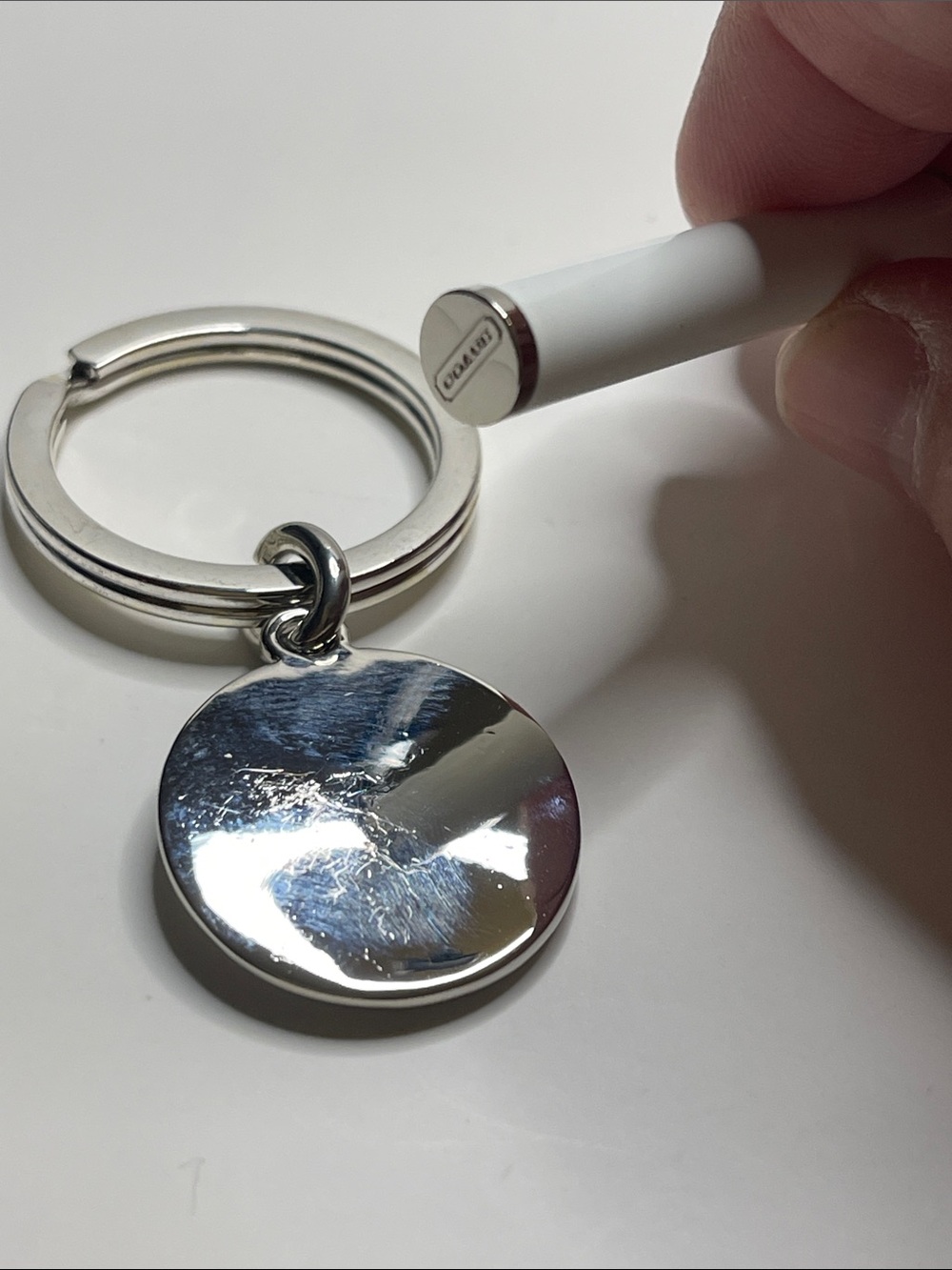Coach Silver-tone Round Logo Keyring and Coach Pen - Picture 4 of 7
